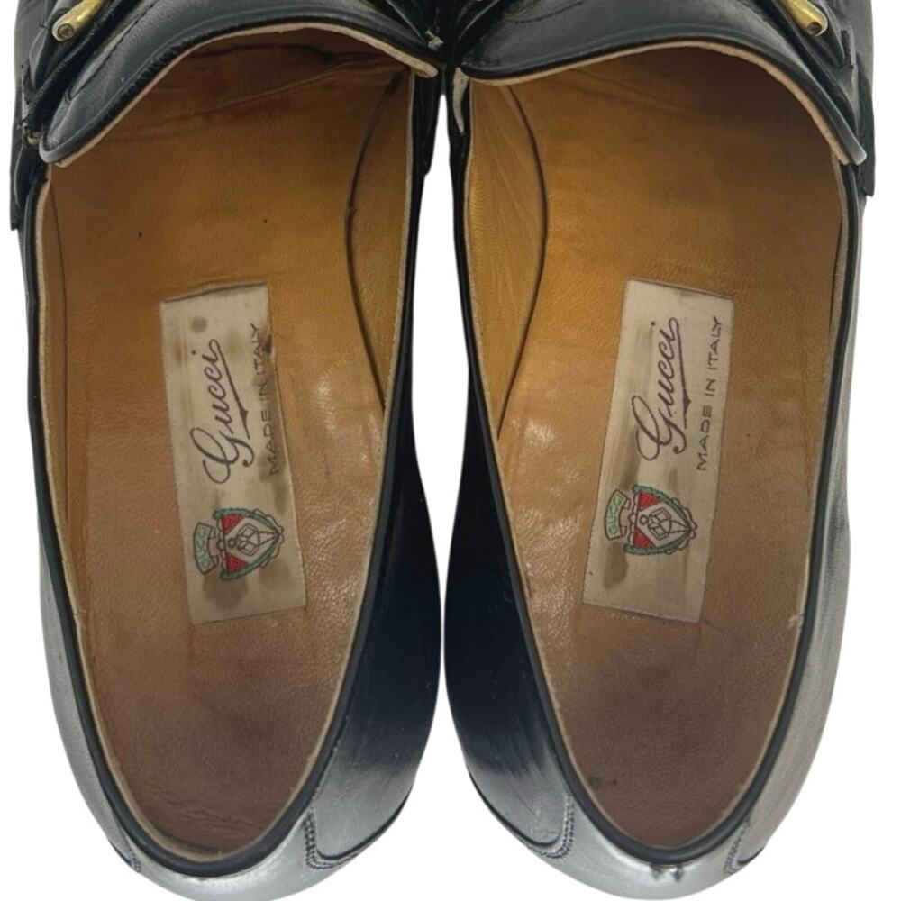 Vintage Y2K Gucci Black Leather Horsebit Loafers Italy w/ Dust Bag - Men’s 7.5 - Picture 7 of 14